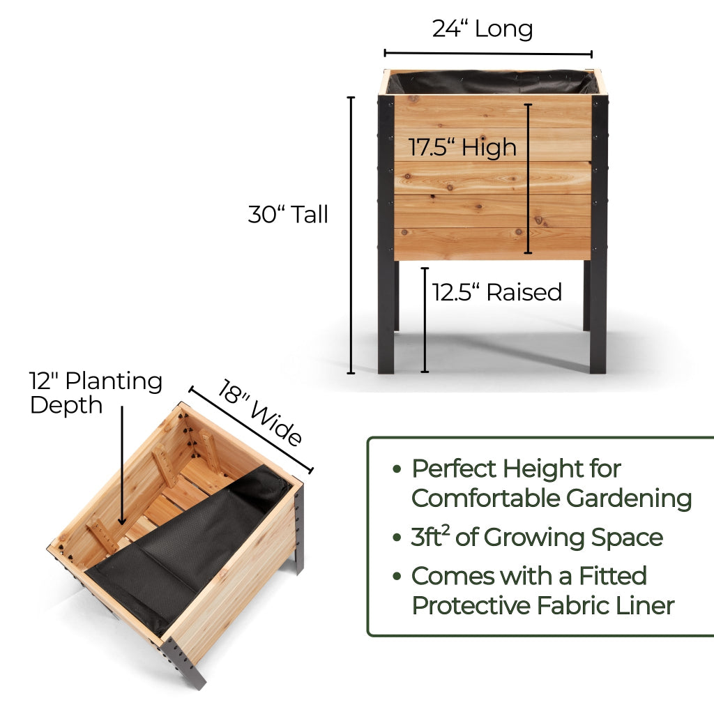 18″ x 24″ Deep Root Raised Garden Bed - 30″ TALL - Select Grade