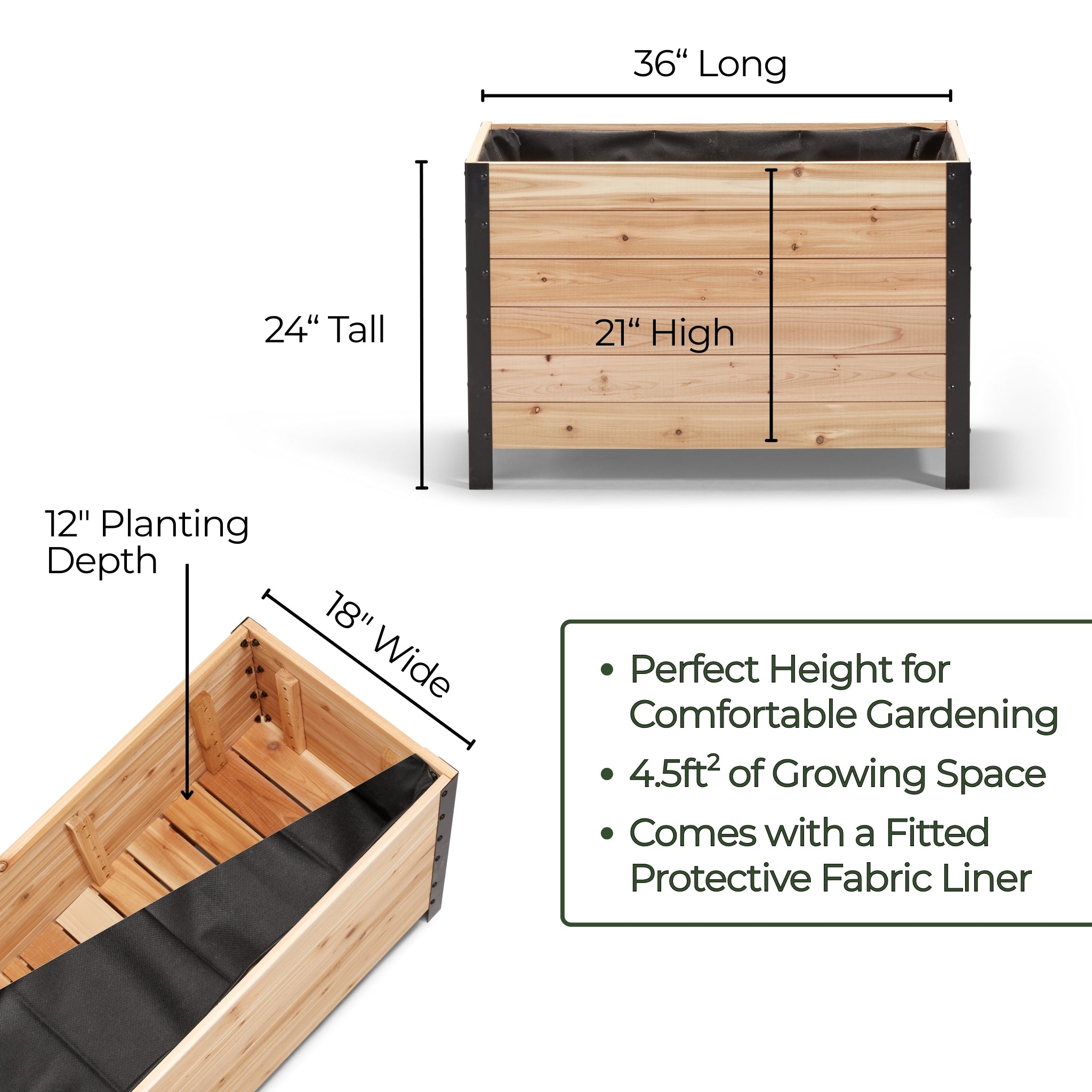 18″ x 36″ Deep Root Planter Box - 24″ TALL - Select Grade