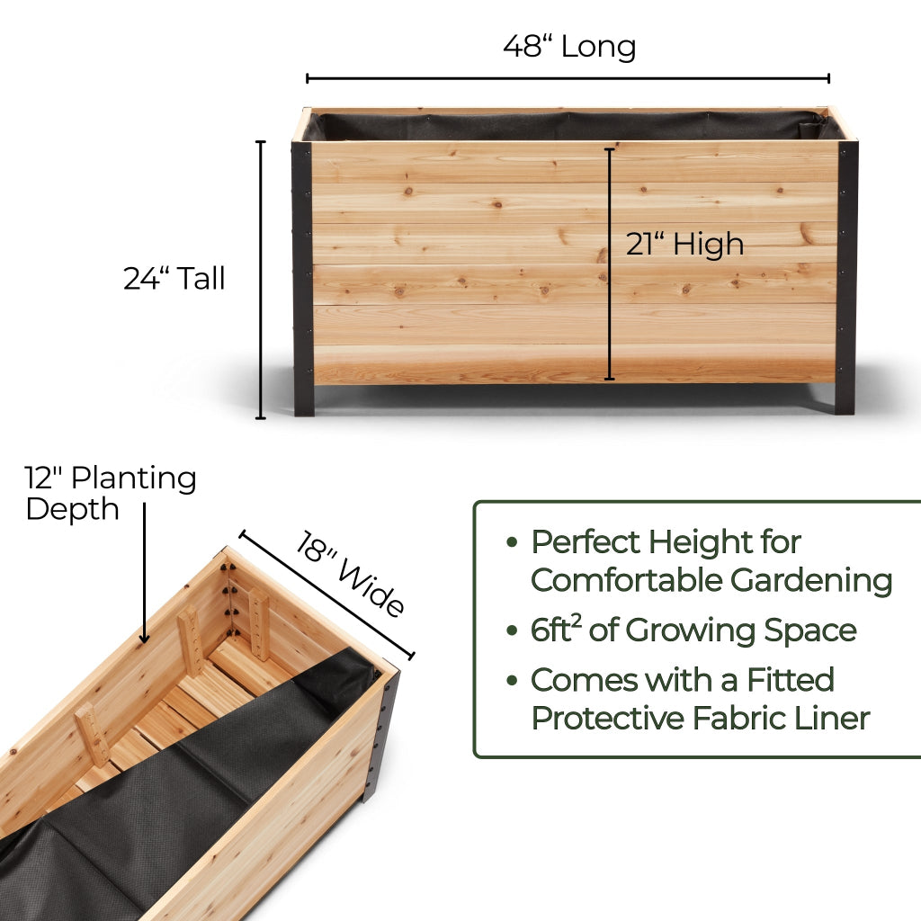 18″ x 48″ Deep Root Planter Box - 24″ TALL - Select Grade