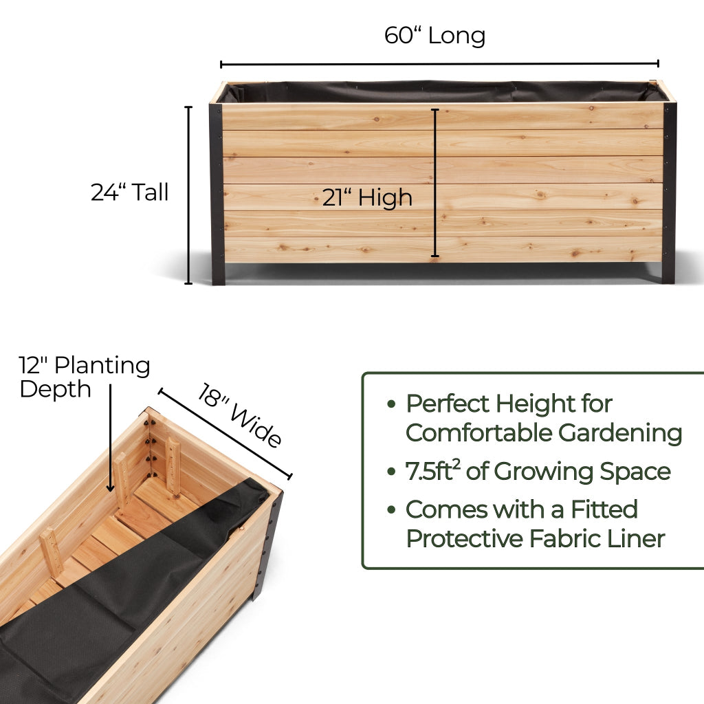 18″ x 60″ Deep Root Planter Box - 24″ TALL - Select Grade