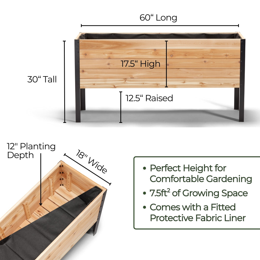 18″ x 60″ Deep Root Raised Garden Bed - 30″ TALL - Select Grade
