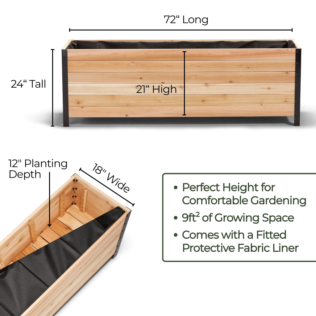 18″ x 72″ Deep Root Planter Box - 24″ TALL - Select Grade